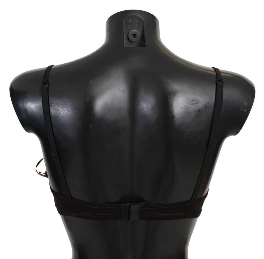 Ermanno Scervino Brown Sequined Balconcino Bra Underwear