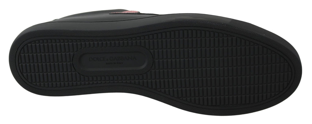 Dolce & Gabbana Black Leather Love Heart Sneakers Womens Shoes