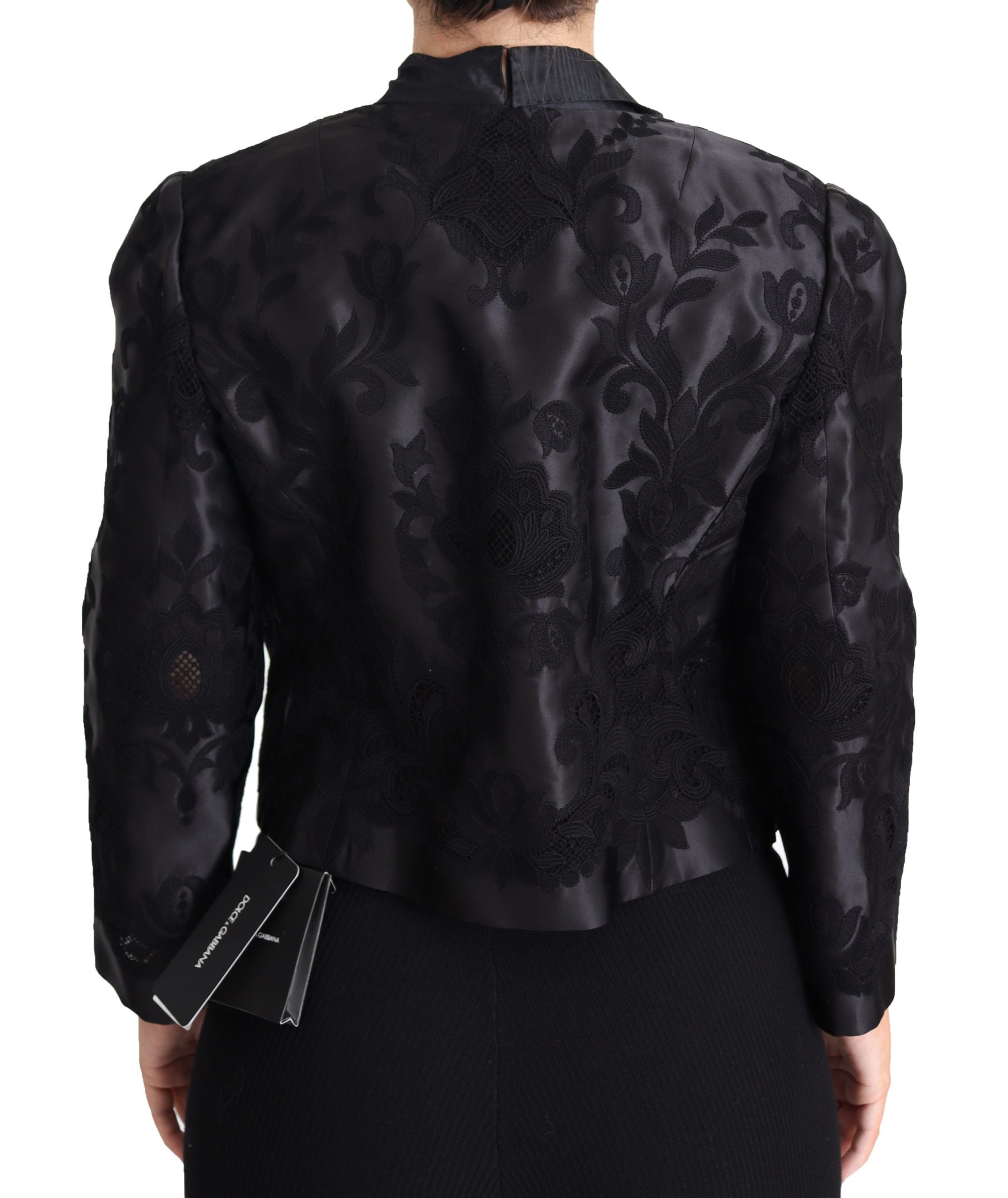 Dolce & Gabbana Black Lace Sheer Corset Organza Silk Jacket