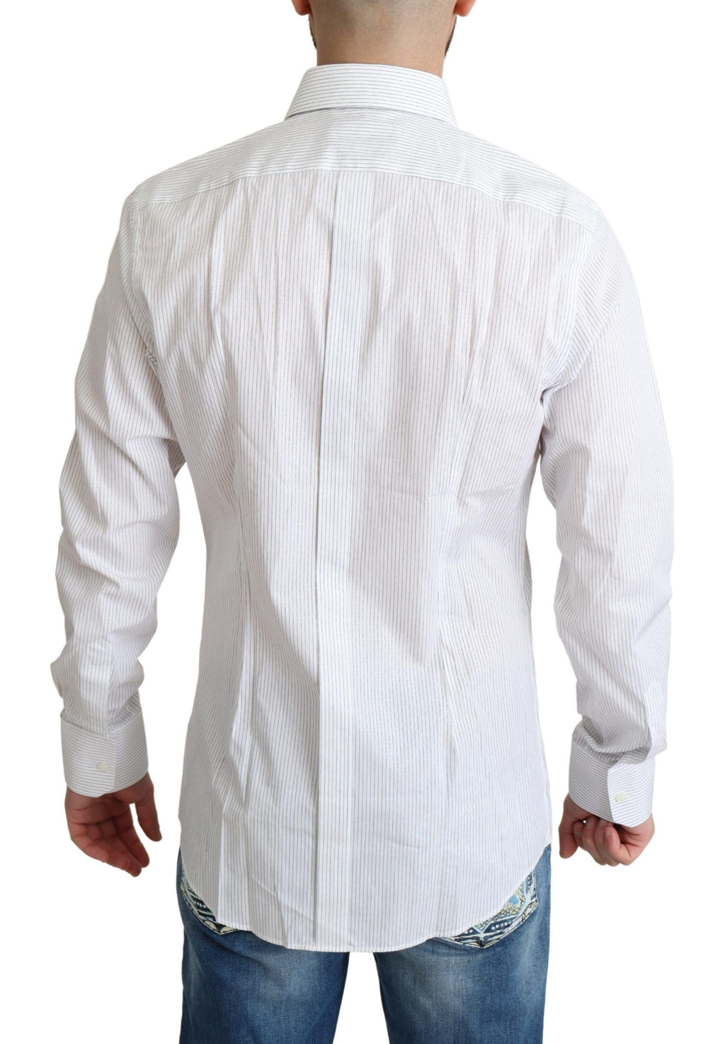 Dolce & Gabbana White Stripes Cotton Formal Dress Shirt
