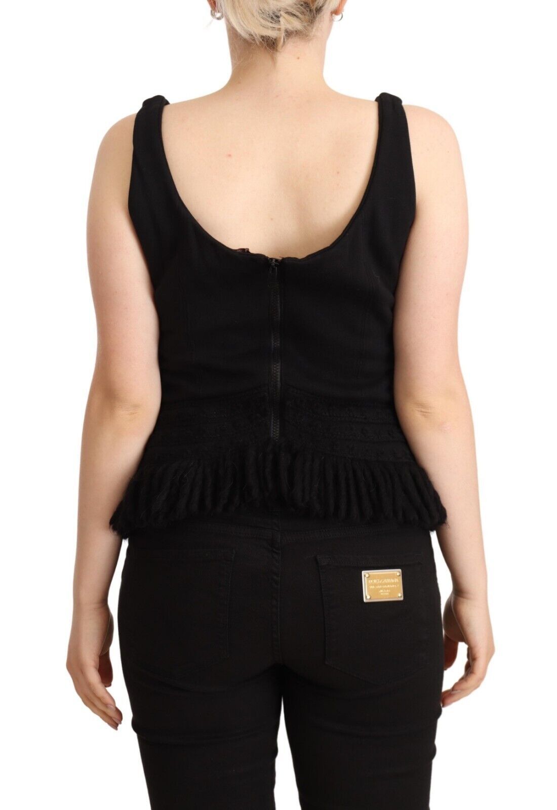 Ermanno Scervino Black Cotton Sleevelesss Tank Casual Top