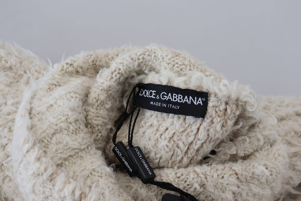 Dolce & Gabbana Cream Wool Knit Turtleneck Pullover Sweater