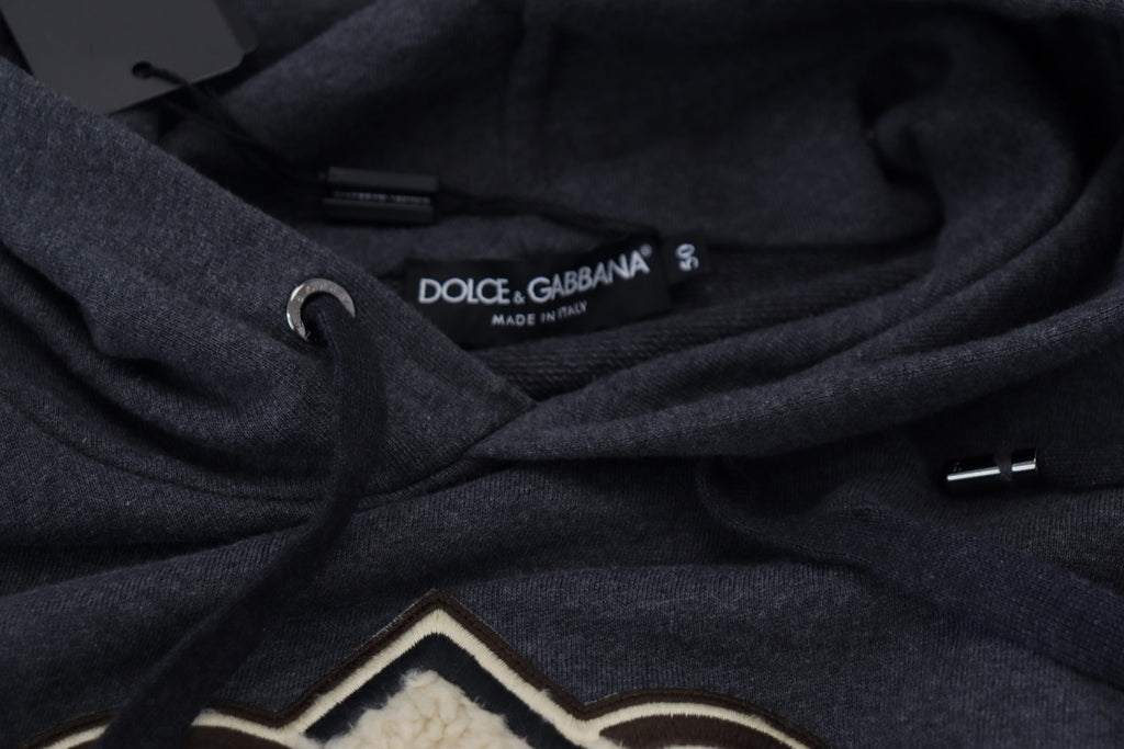 Dolce & Gabbana Gray Logo Cotton Hooded Sweatshirt Sweater