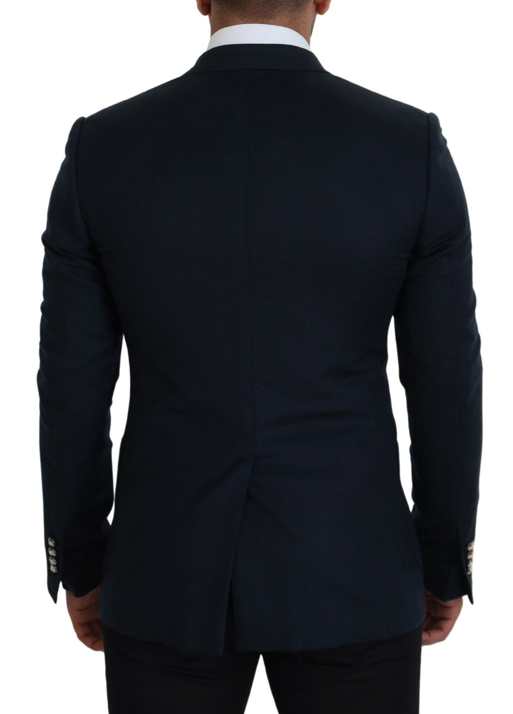 Dolce & Gabbana Blue Double Breasted Formal Coat Blazer