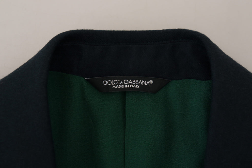 Dolce & Gabbana Blue Double Breasted Formal Coat Blazer