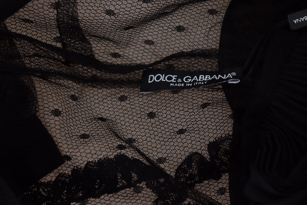 Dolce & Gabbana Black Lace Trim A-line Mini Nylon Dress