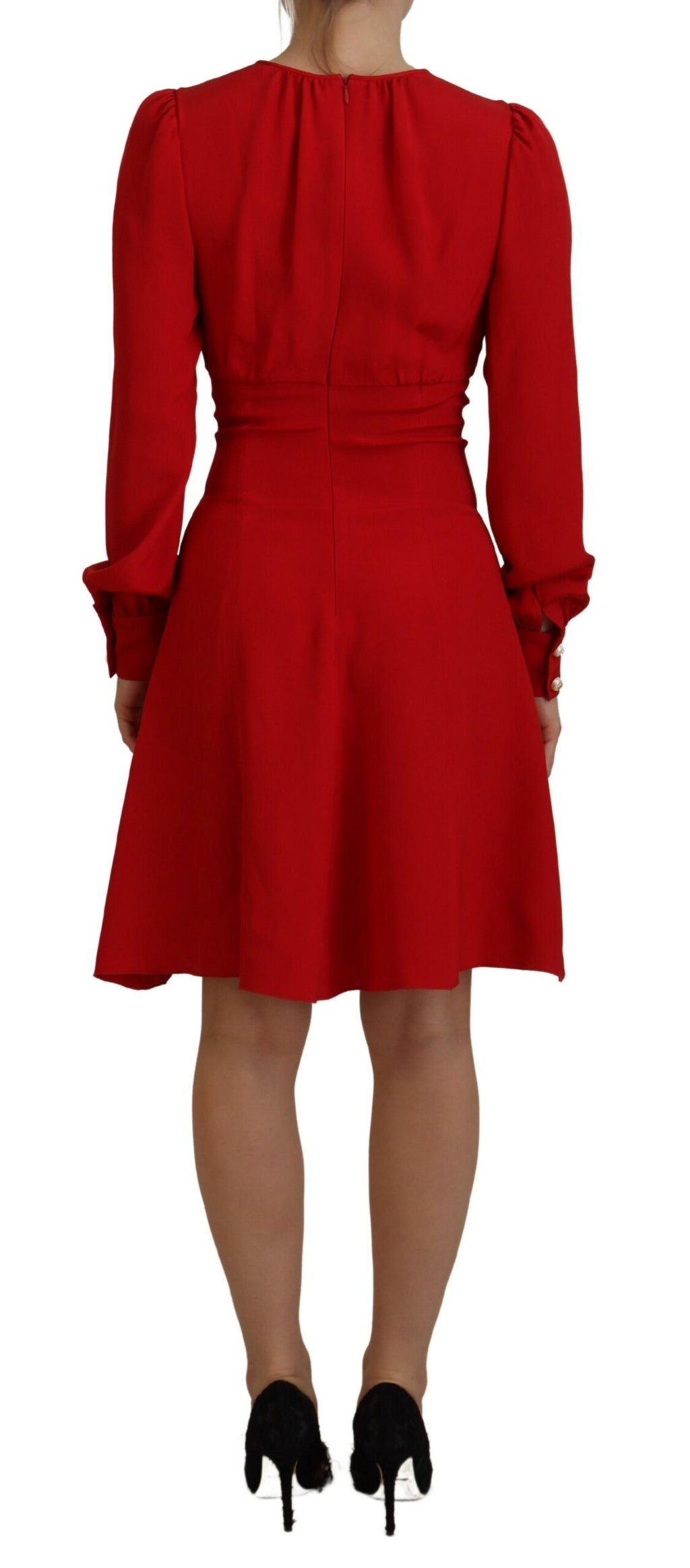 Dolce & Gabbana Red Silk Sheath A-line Knee Length Dress