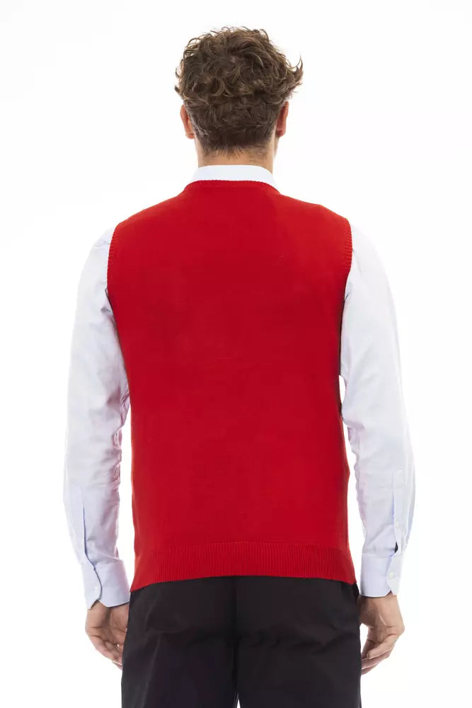 Alpha Studio Red Viscose Sleveless Jacket