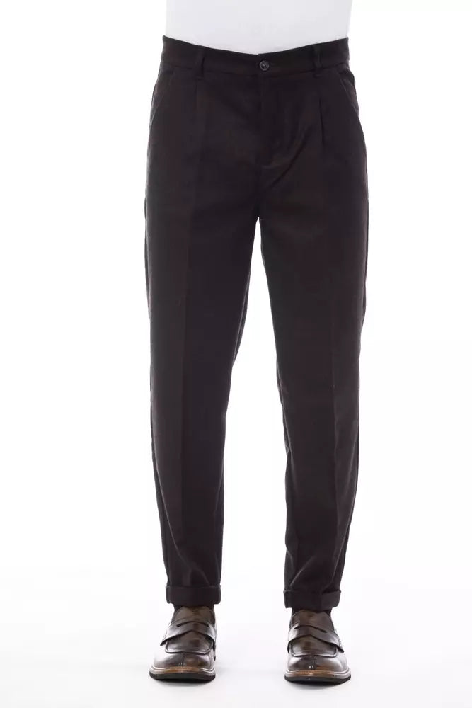 Alpha Studio Brown Wool Pant