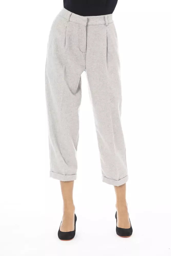 Alpha Studio Gray Wool Pant