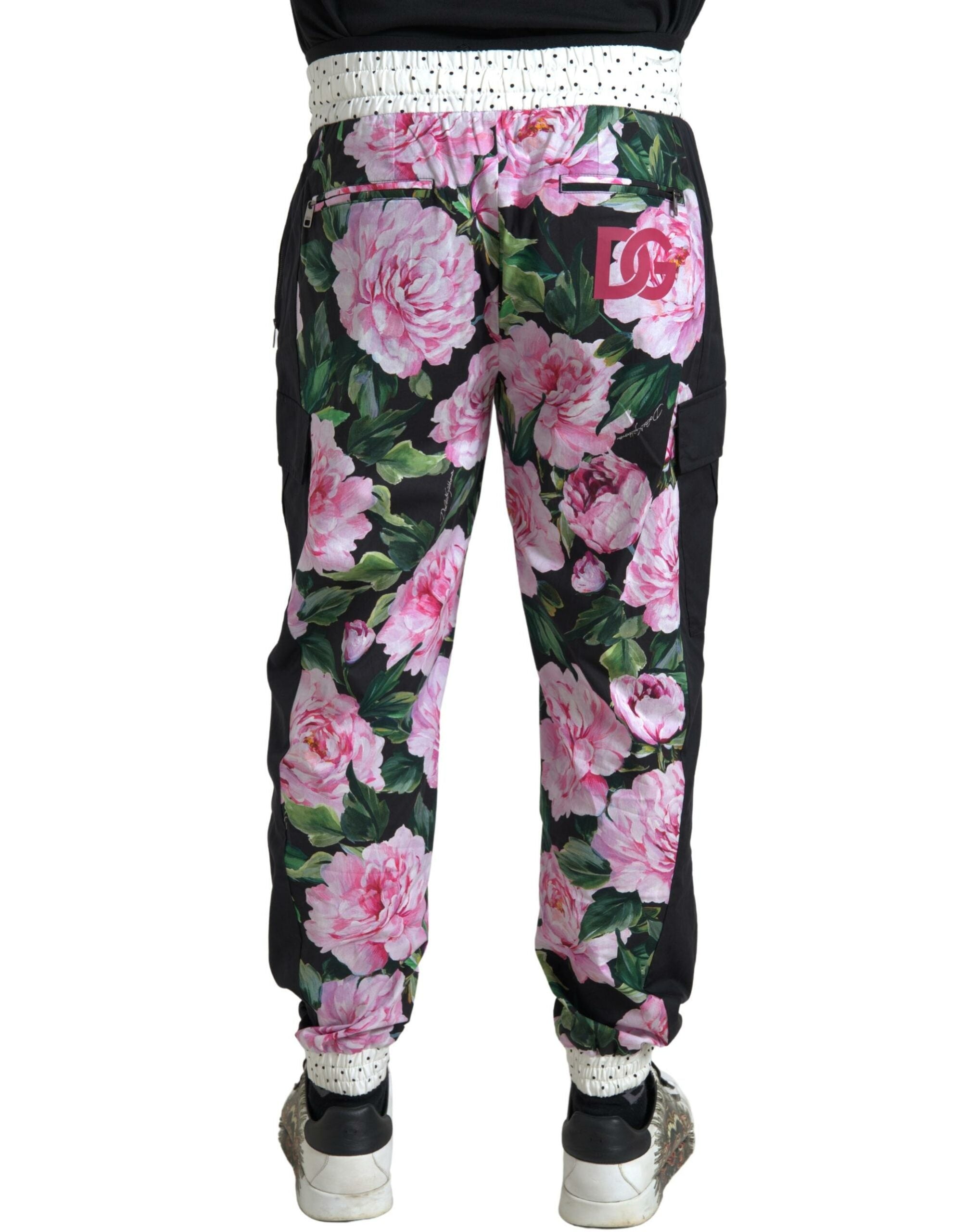 Dolce & Gabbana Multicolor Peony Joggers Cotton Men Pants