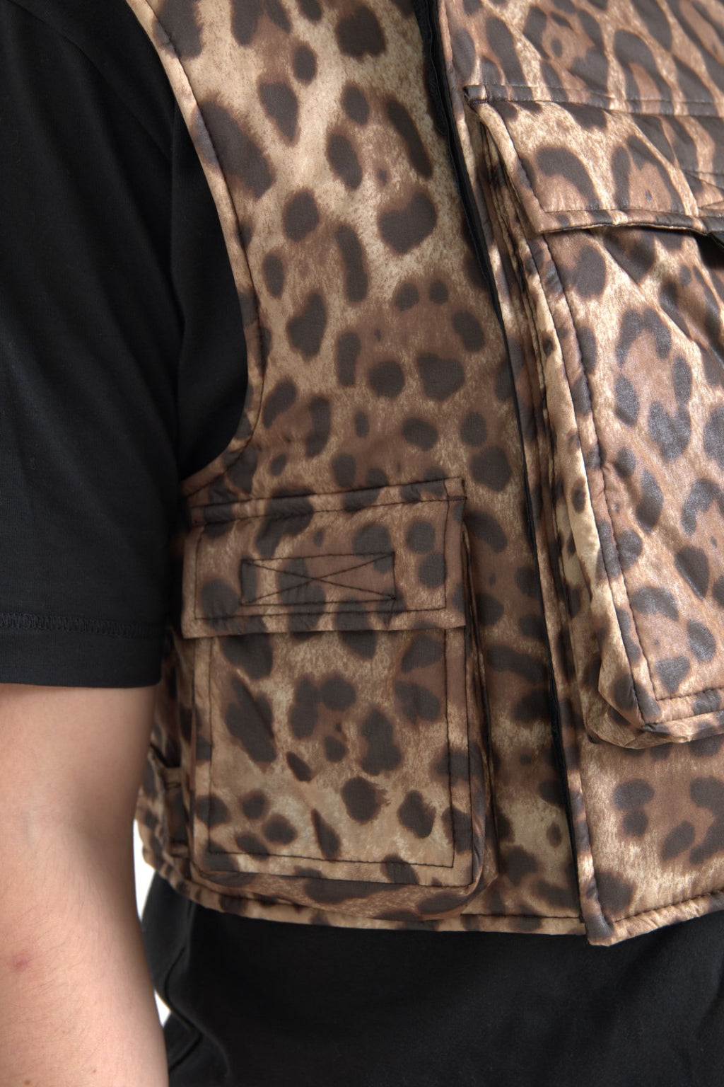 Dolce & Gabbana Brown Leopard Silk Sleeveless Sportswear