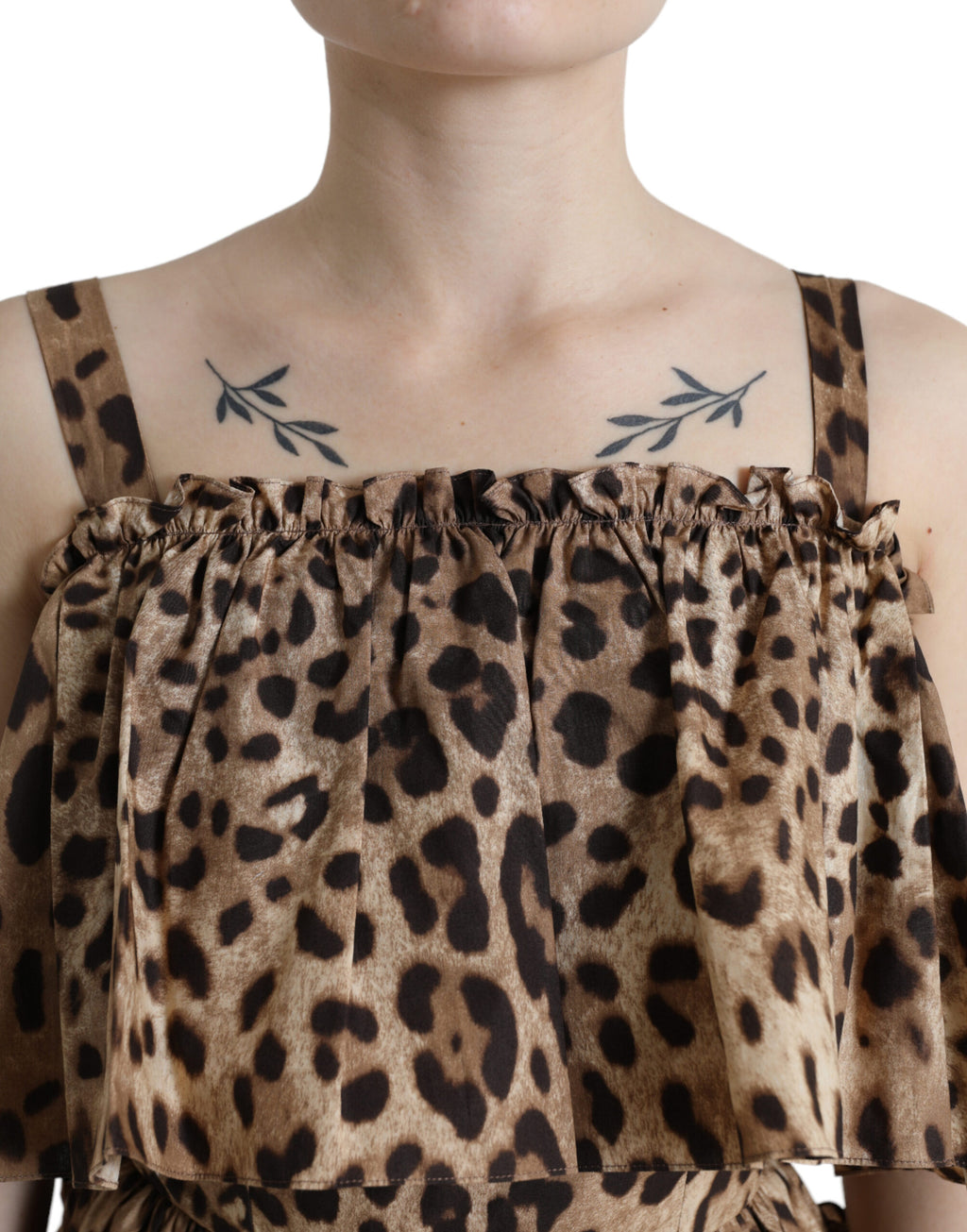 Dolce & Gabbana Brown Leopard Print Sleeveless A-line Dress