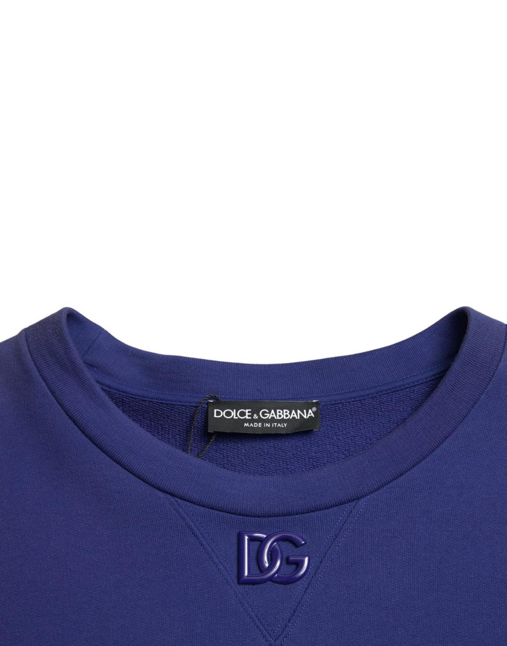 Dolce & Gabbana Royal Blue Cotton Crewneck Pullover Sweater