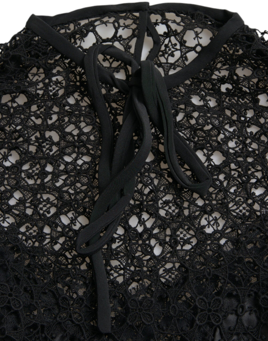 Dolce & Gabbana Black Floral Lace Short Sleeves Blouse Top