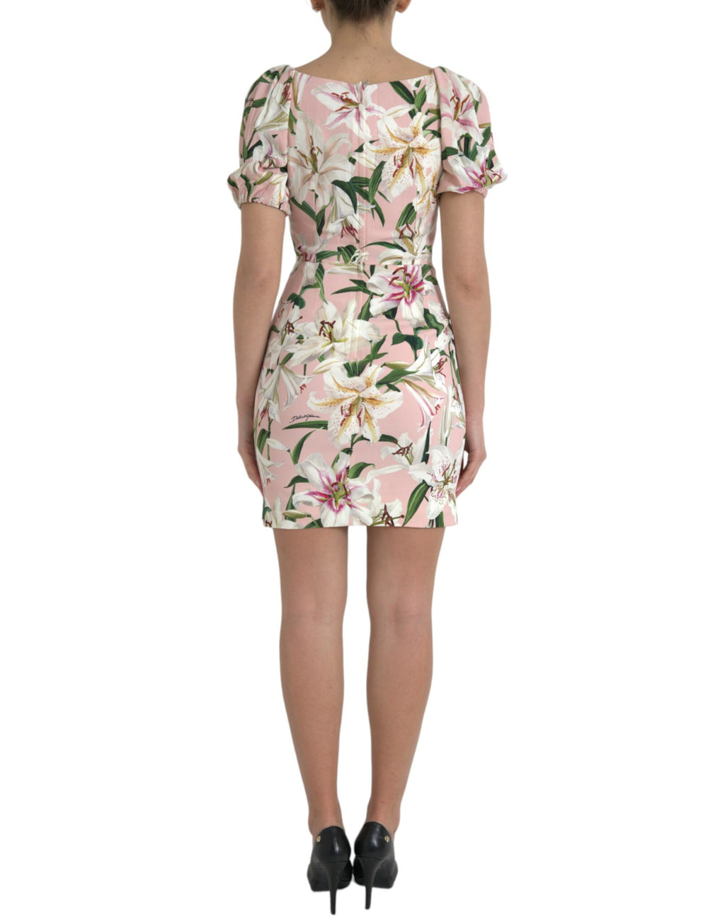 Dolce & Gabbana Pink Lily Viscose Sheath Stretch Mini Dress