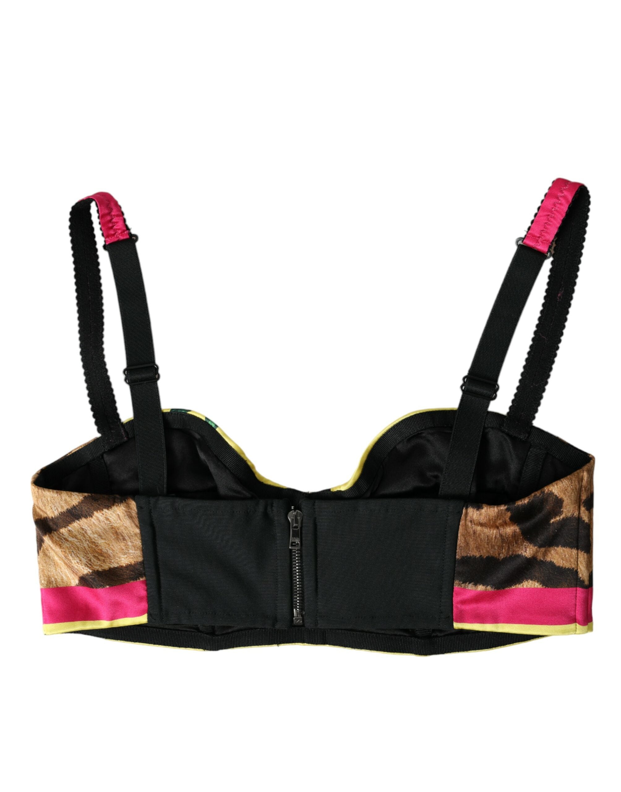 Dolce & Gabbana Multicolor Floral Sleeveless Bustier Crop Top