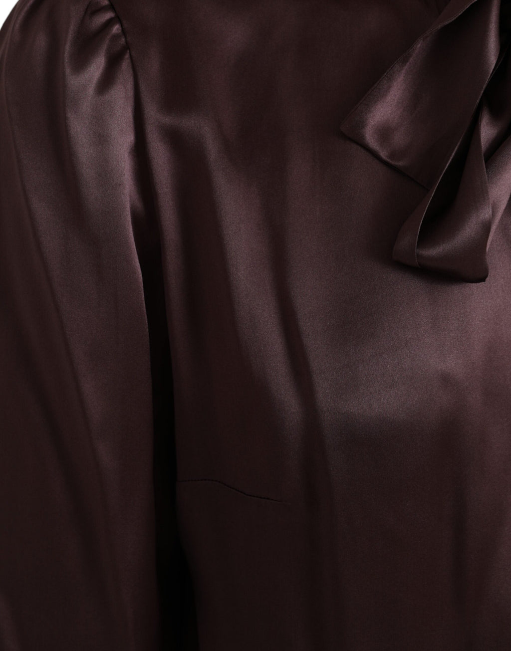 Dolce & Gabbana Brown Ascot Collar Long Sleeve Top Blouse