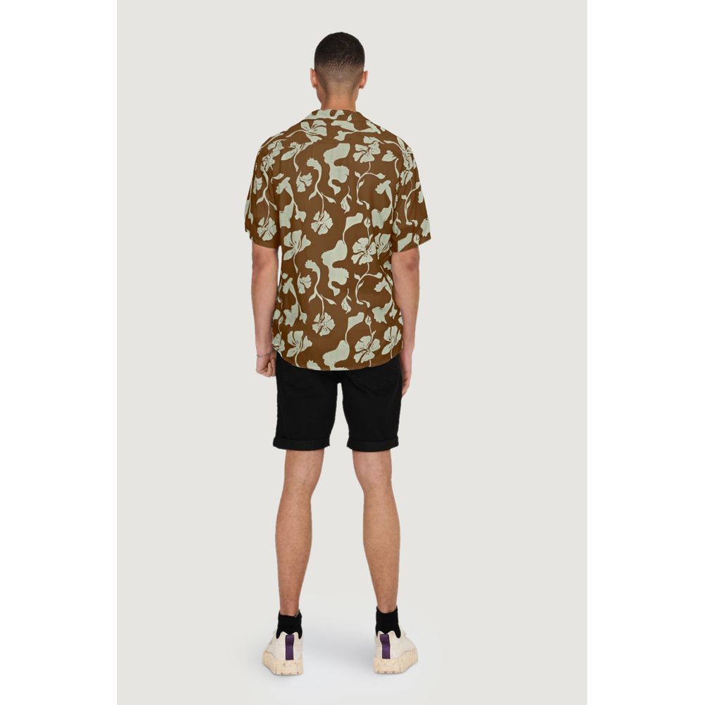 Only & Sons Brown Viscose Shortsleeve Shirt