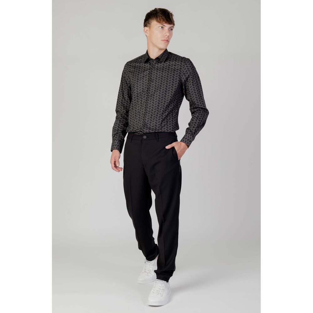 Antony Morato Gray Cotton Pattern Shirt