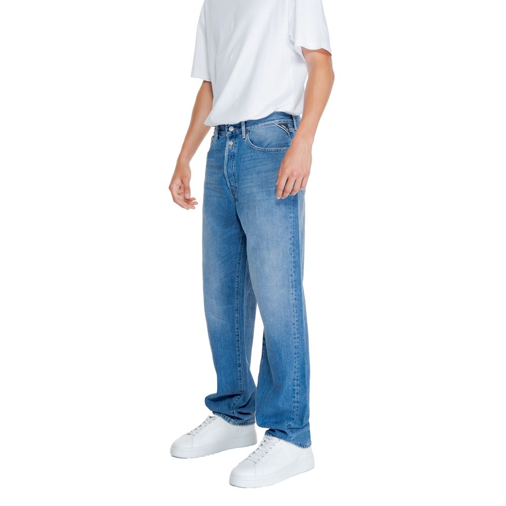 Replay Blue Cotton Relaxed Fit Jeans