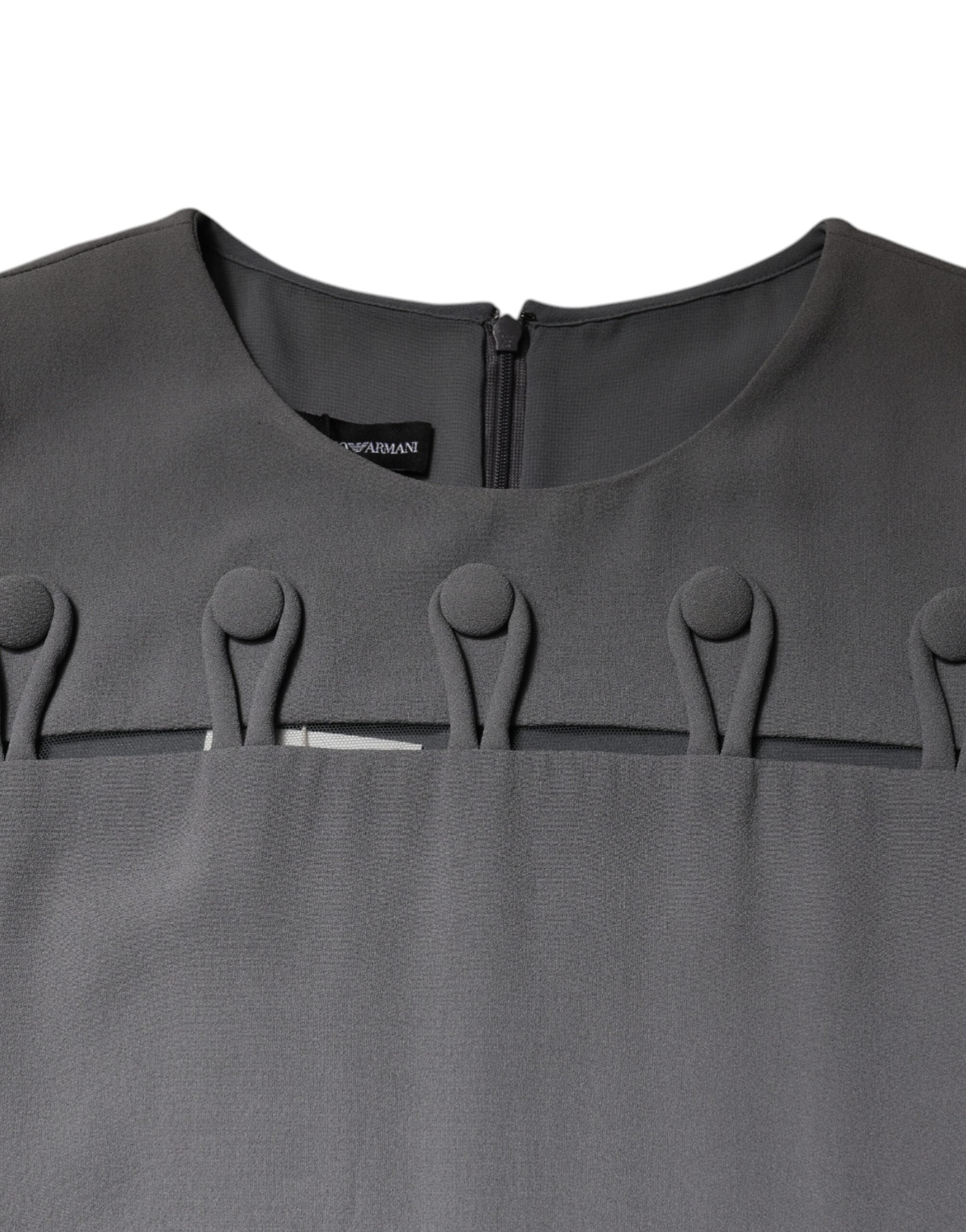 Emporio Armani Gray Round Neck Sleeveless A-line Mini Dress
