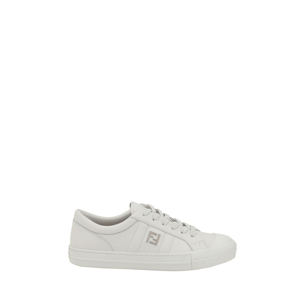 Fendi White Calf Leather Bos Taurus Athletic Sneakers