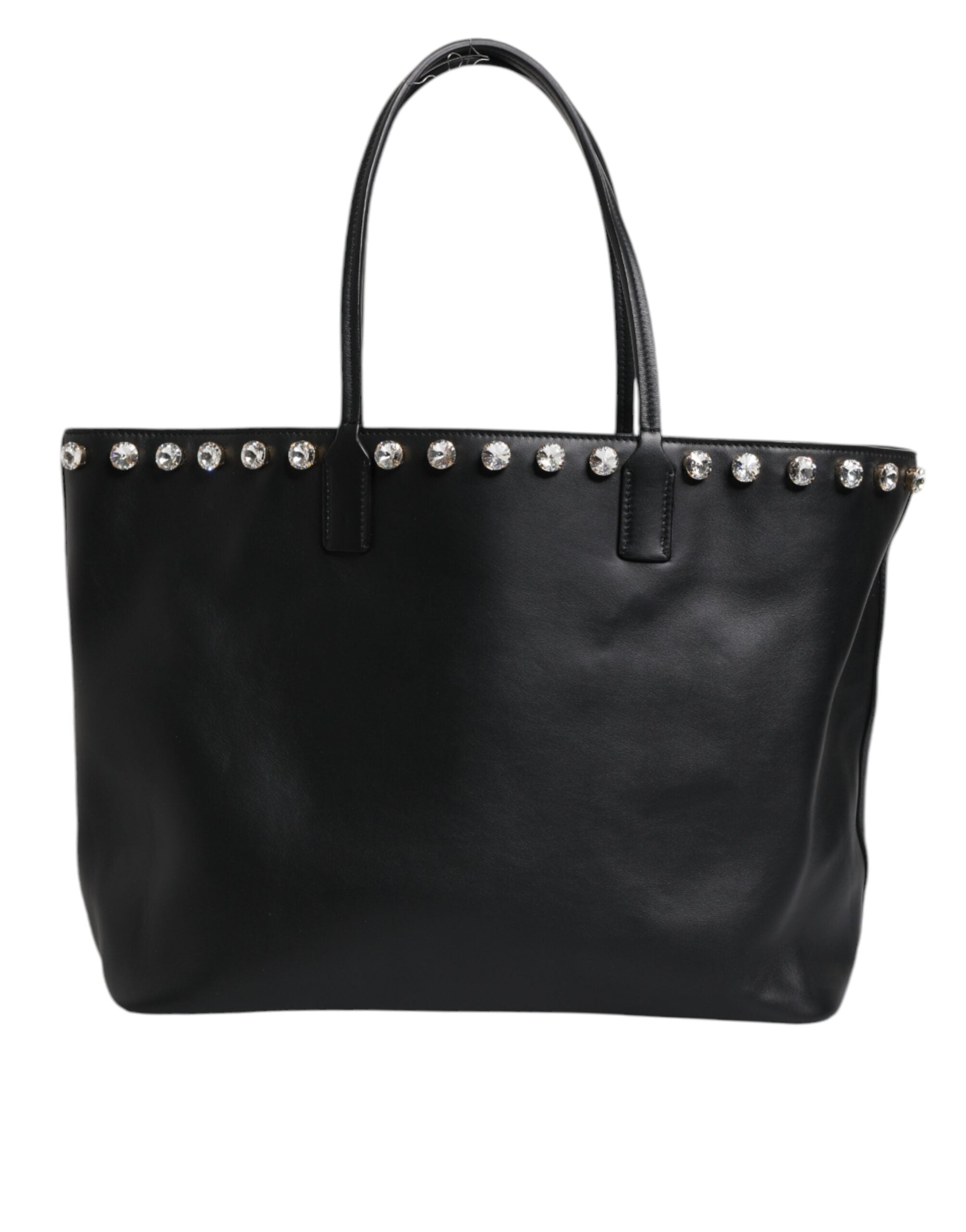 Black Crystal Leather Shopping Women Tote Bag