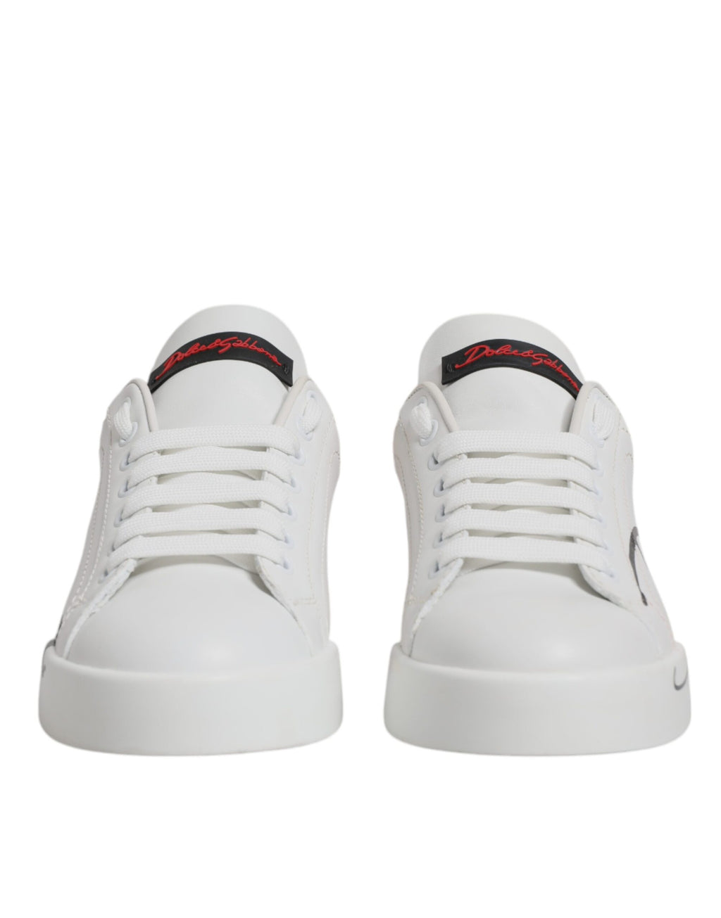 Dolce & Gabbana White Red Logo Portofino Sneakers Shoes