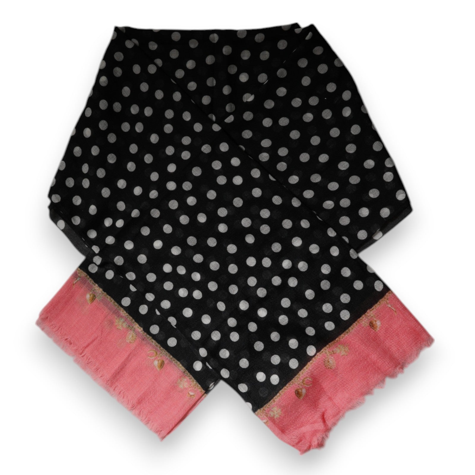 Black White Polka Dots Fringes Wrap Scarf