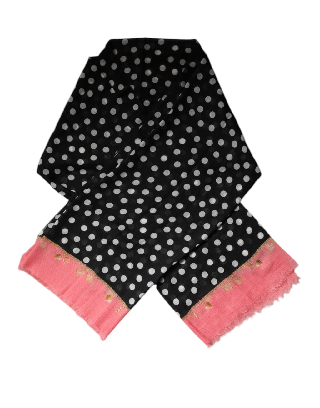Black White Polka Dots Fringes Wrap Scarf