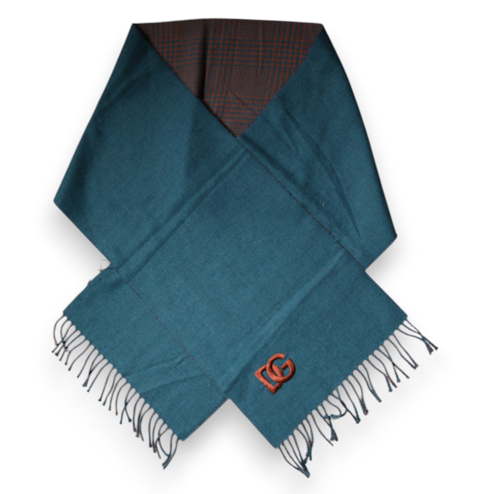Blue Green Wool Fringes Wrap Shawl Scarf