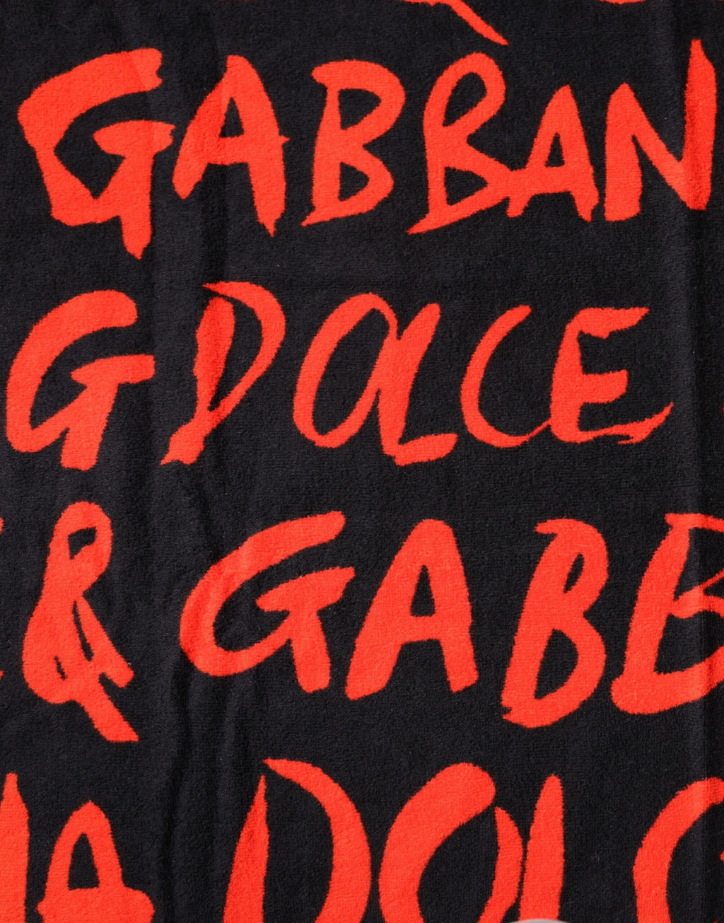 Black Red Logo Print Cotton Beach Towel