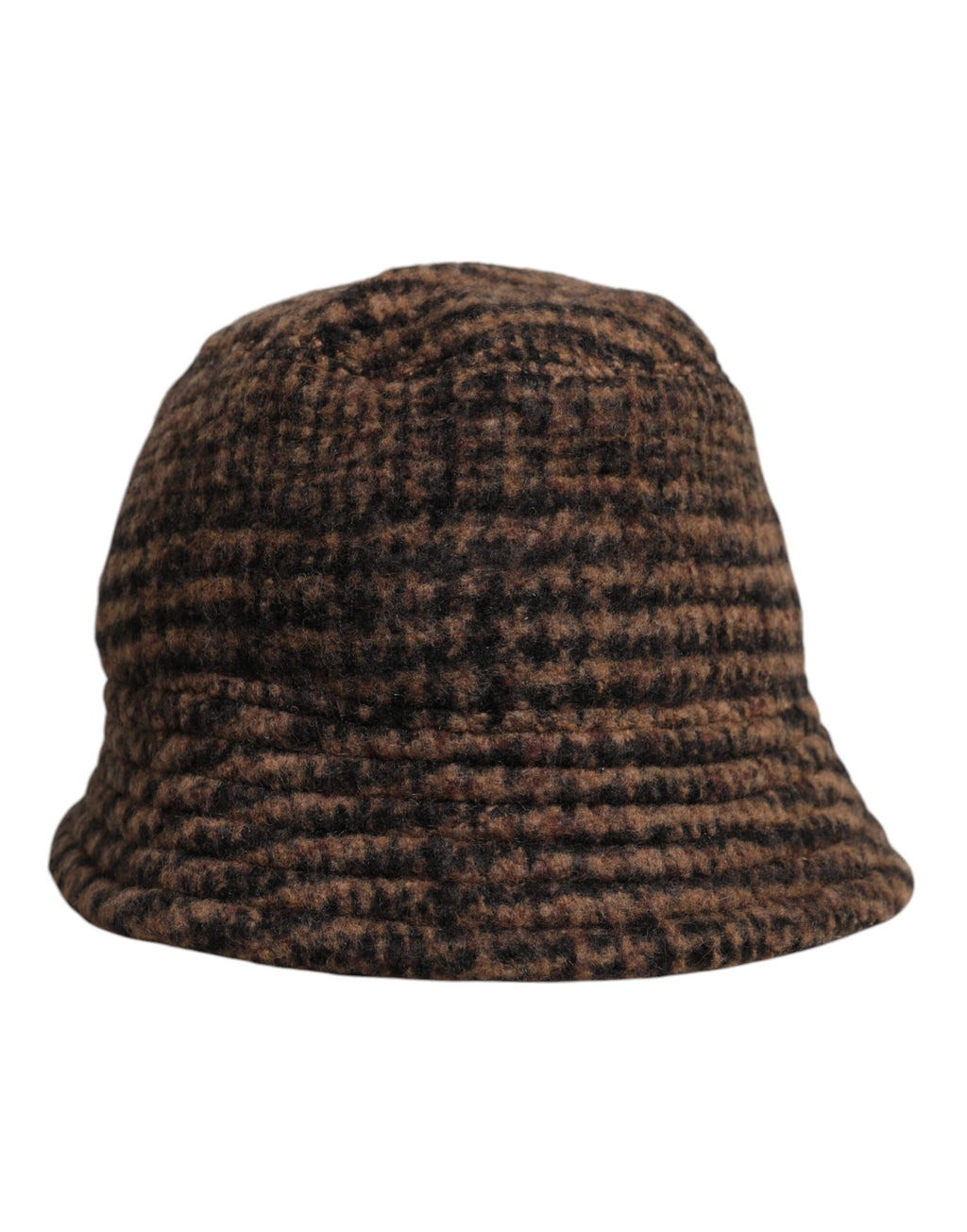 Brown Houndstooth Wool Woven Bucket Hat