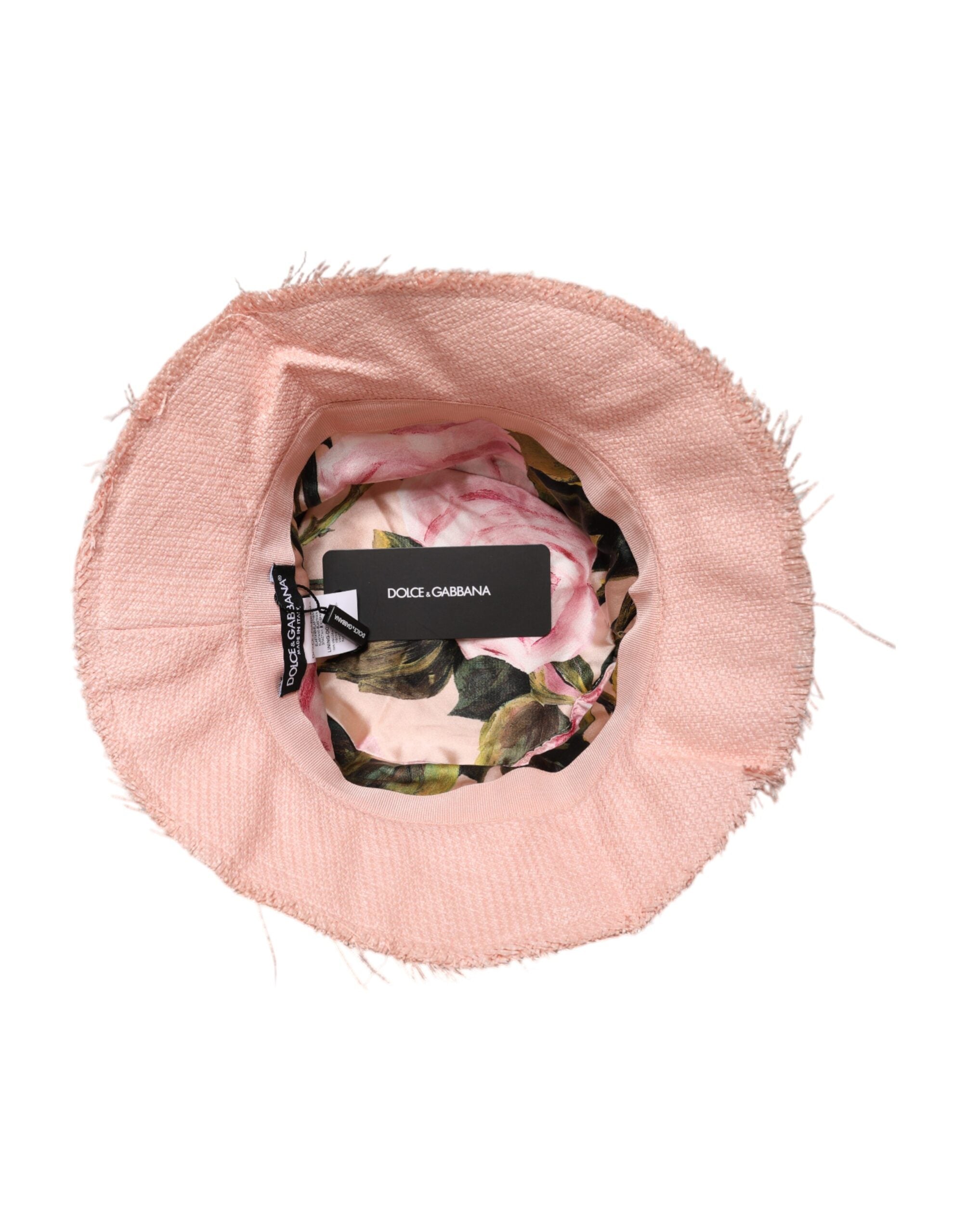 Pink Cotton Wide Brim Bucket Hat
