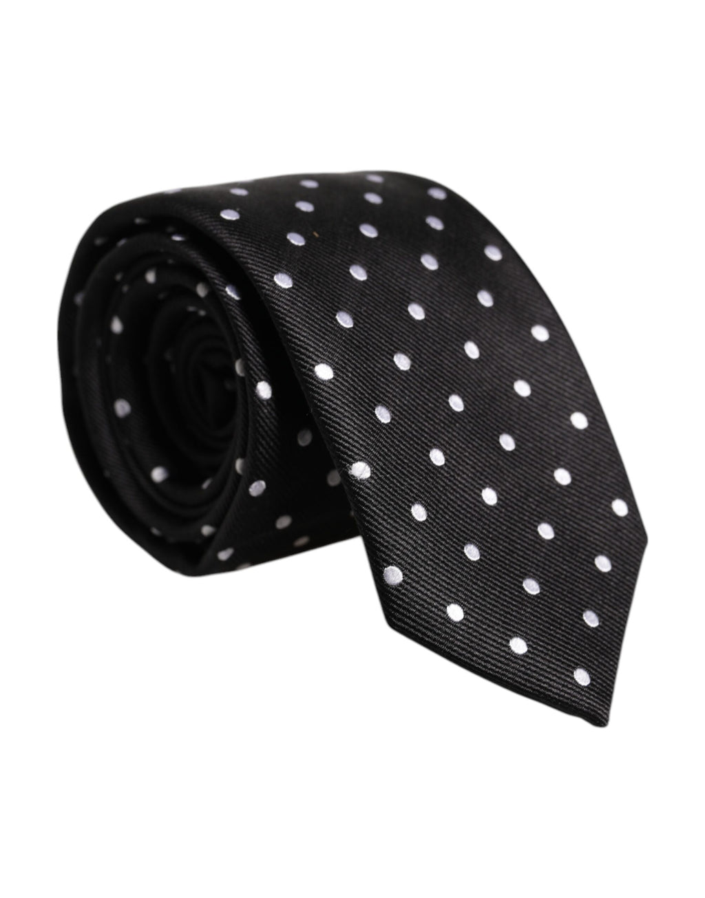Black Polka Dots Silk Adjustable Necktie Tie