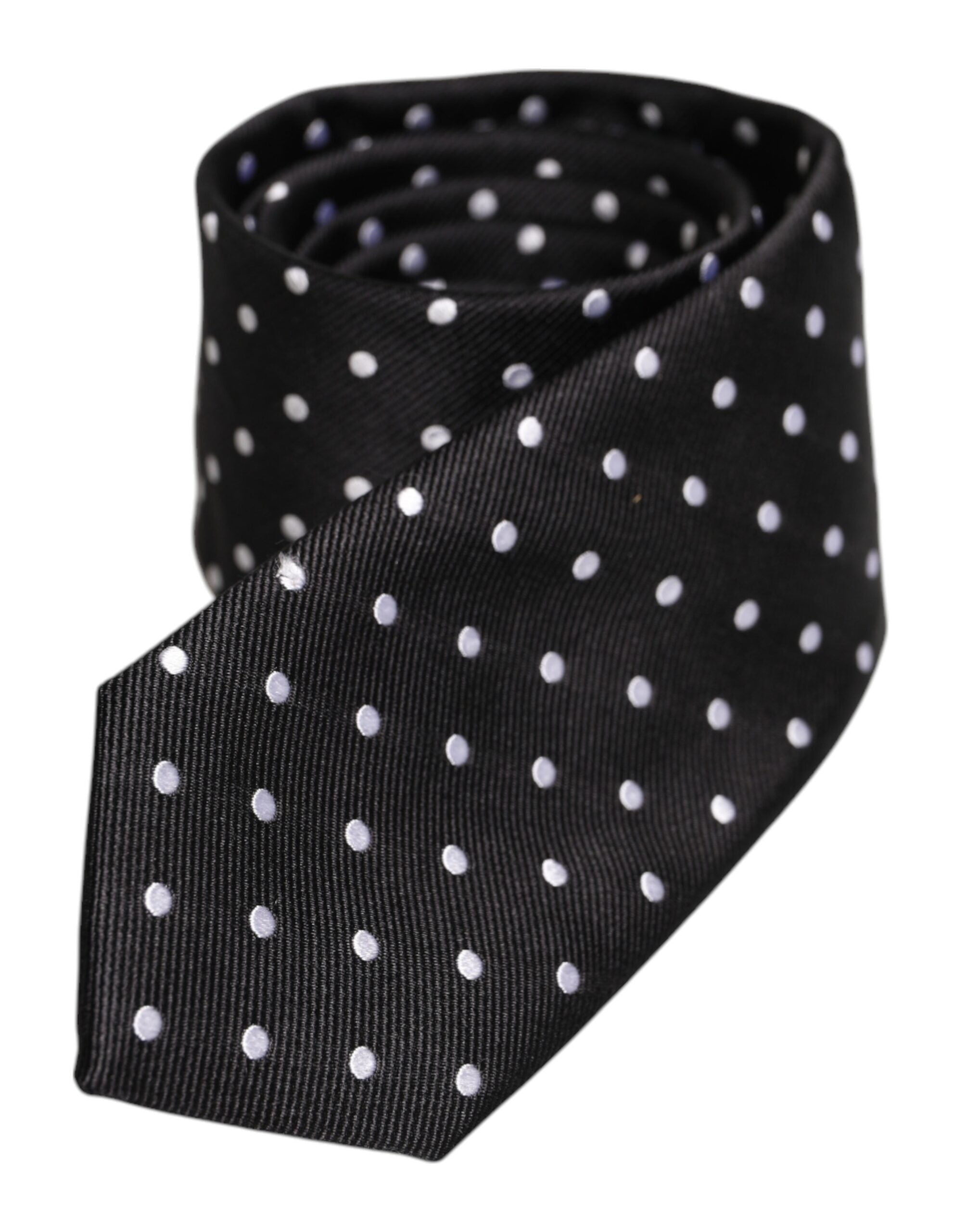 Black Polka Dots Silk Adjustable Necktie Tie