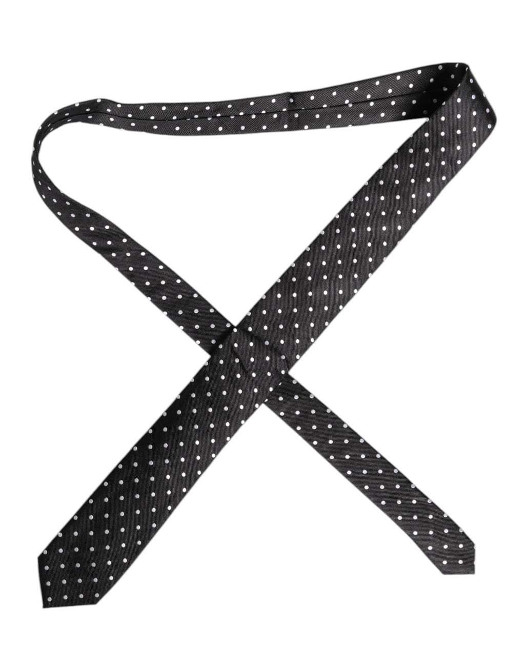 Black Polka Dots Silk Adjustable Necktie Tie