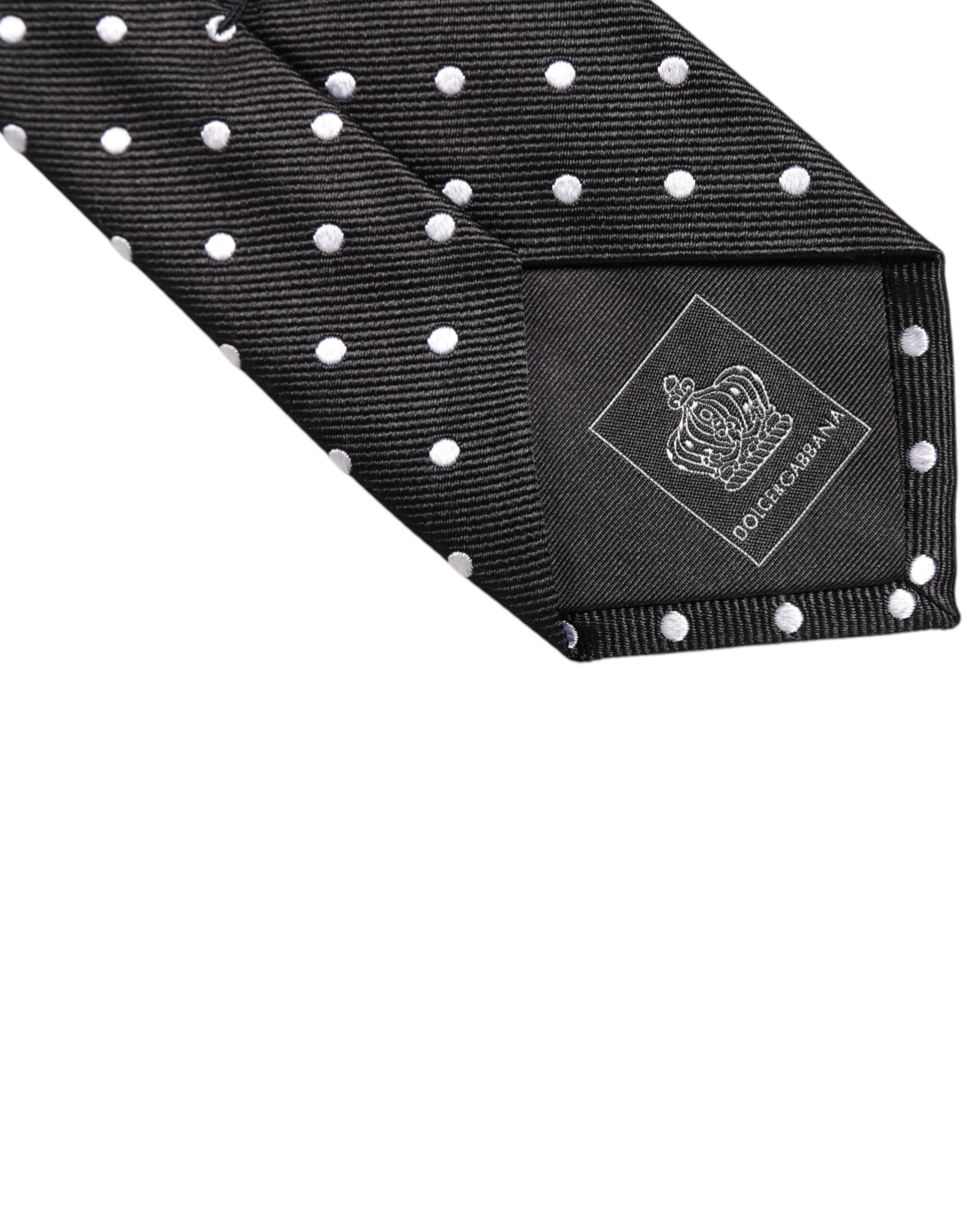 Black Polka Dots Silk Adjustable Necktie Tie