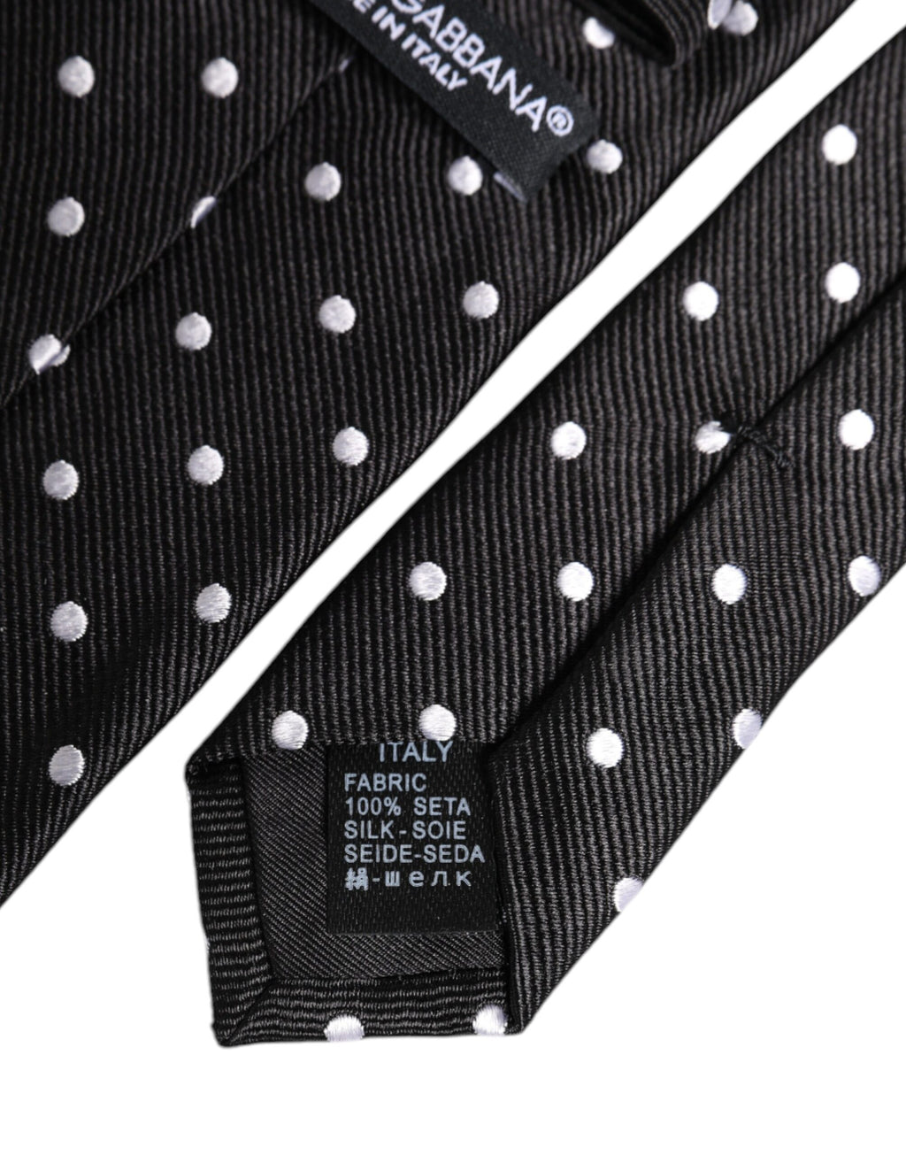 Black Polka Dots Silk Adjustable Necktie Tie