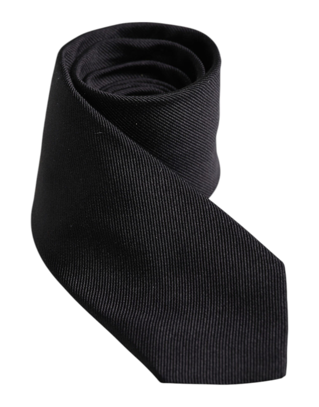 Black Solid Silk Adjustable Necktie Tie