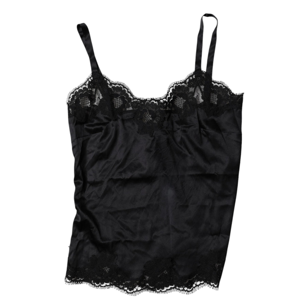 Black Lace Silk Blend Camisole Top Underwear