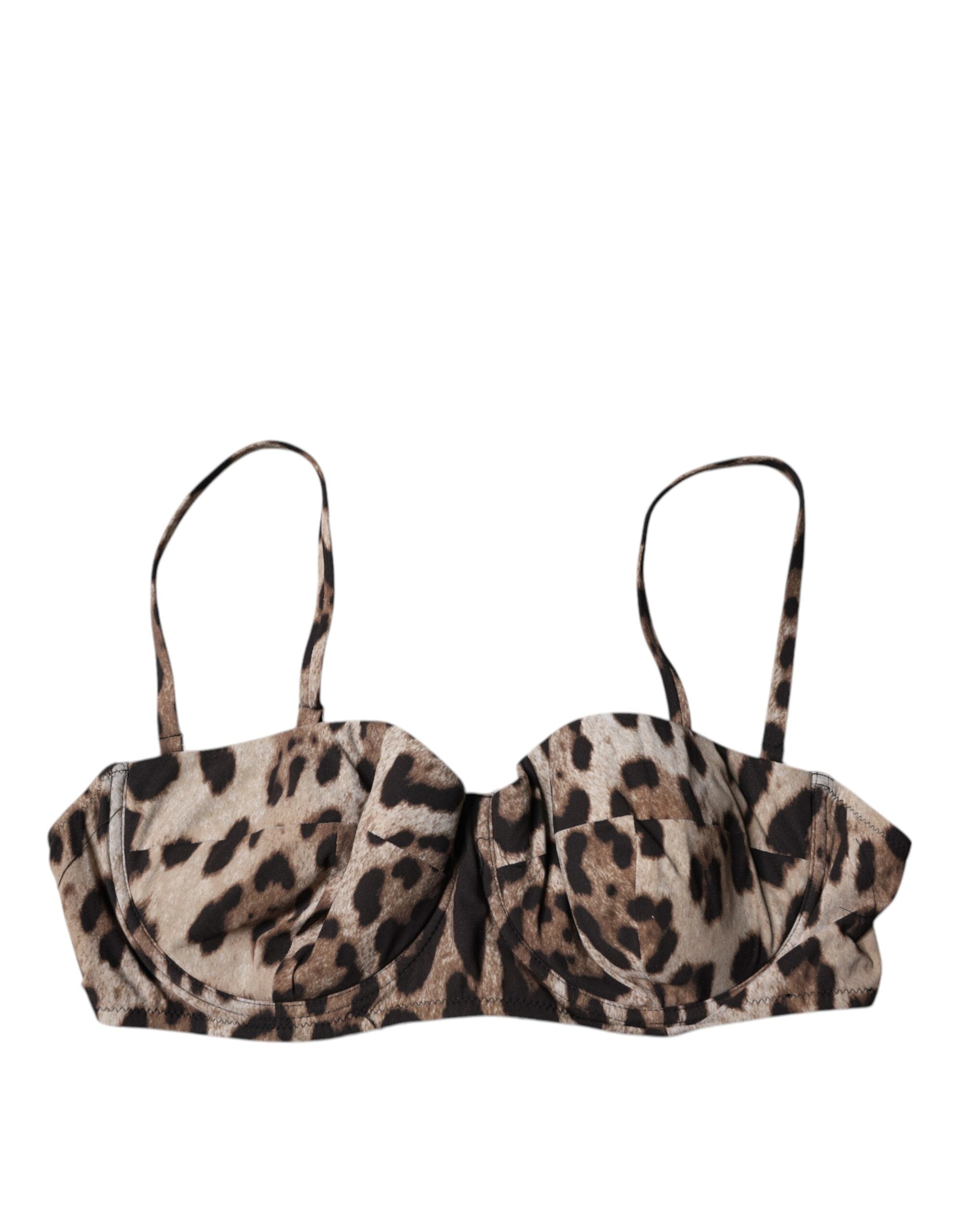 Brown Leopard Nylon Balconcino Bra Underwear