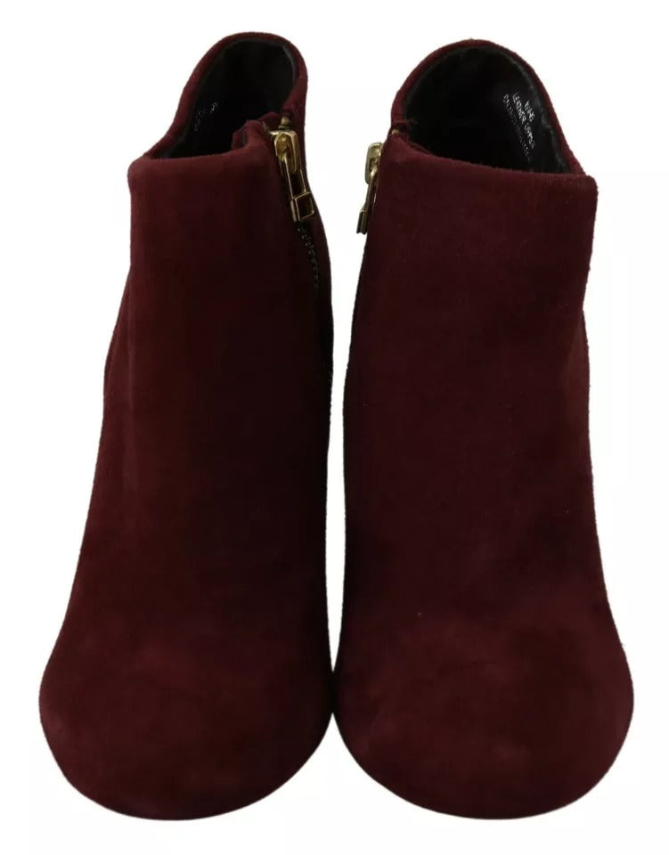 Maroon Blush Velvet Suede Penelope Ankle Boots Shoes