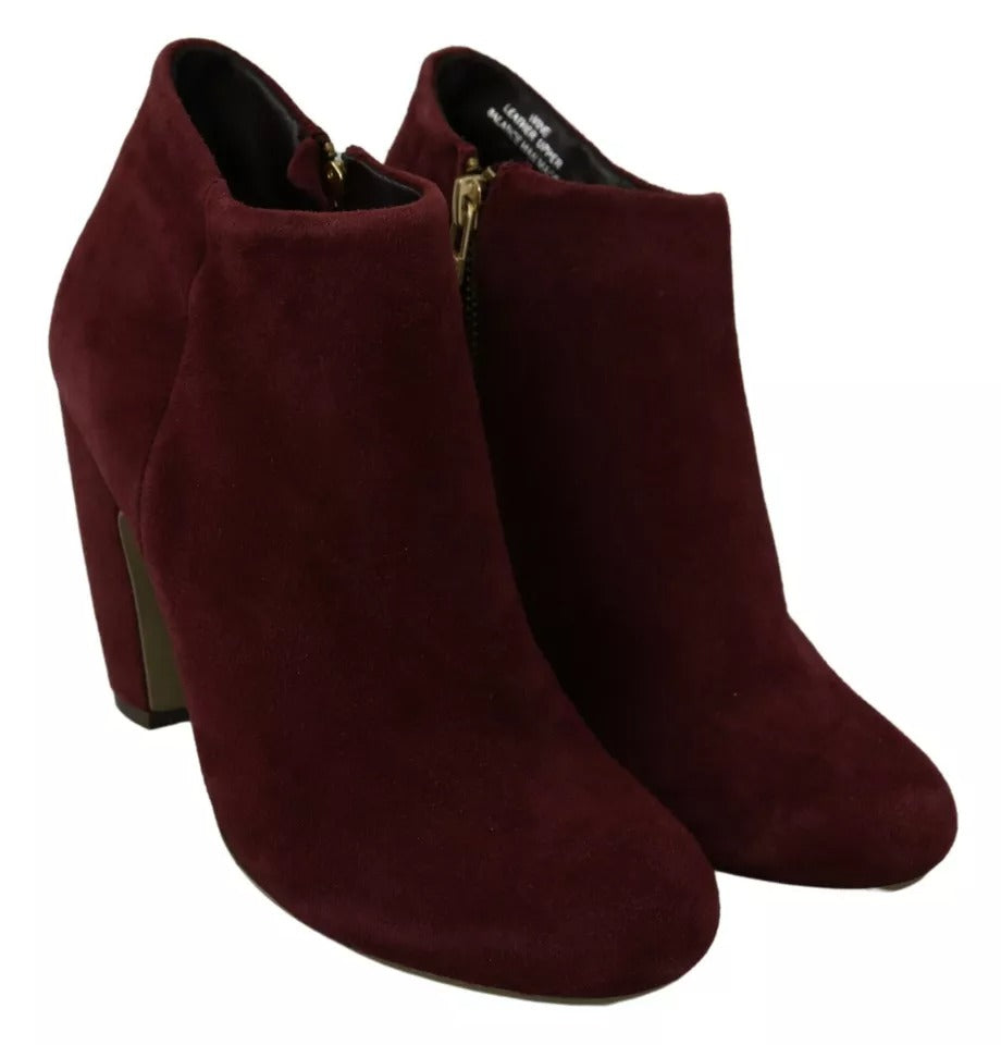 Maroon Blush Velvet Suede Penelope Ankle Boots Shoes