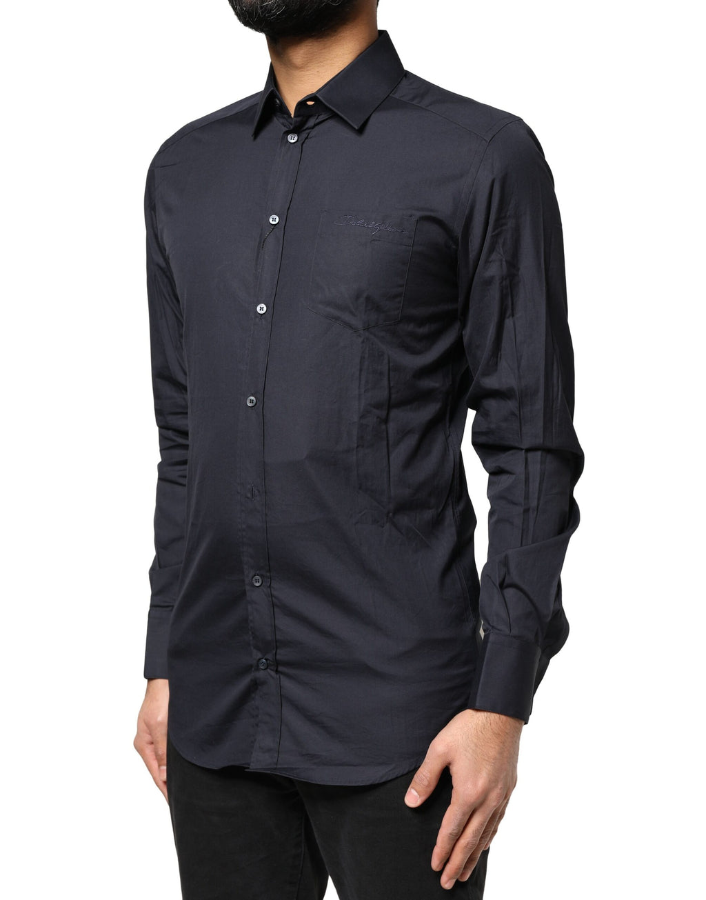 Dark Blue GOLD Cotton Long Sleeves Dress Shirt