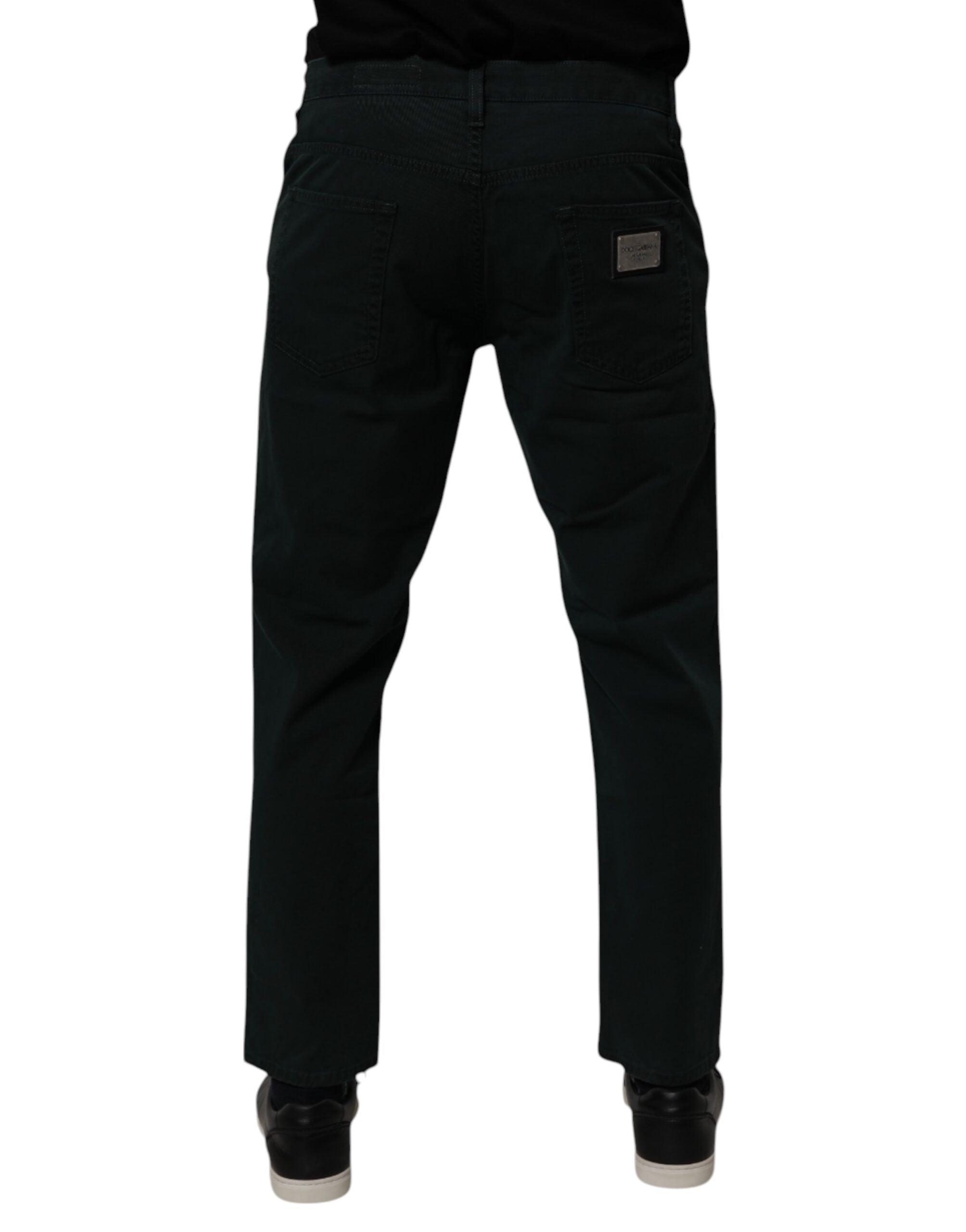 Dolce & Gabbana Dark Green Cotton Loose Men Denim Jeans