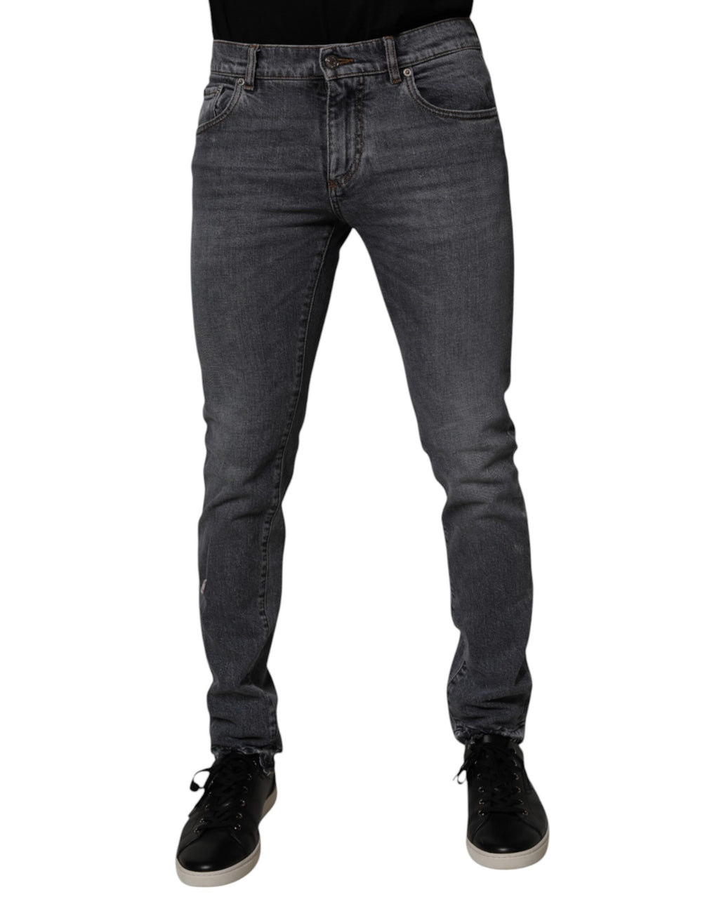 Dark Gray Cotton Stretch Skinny Denim Jeans