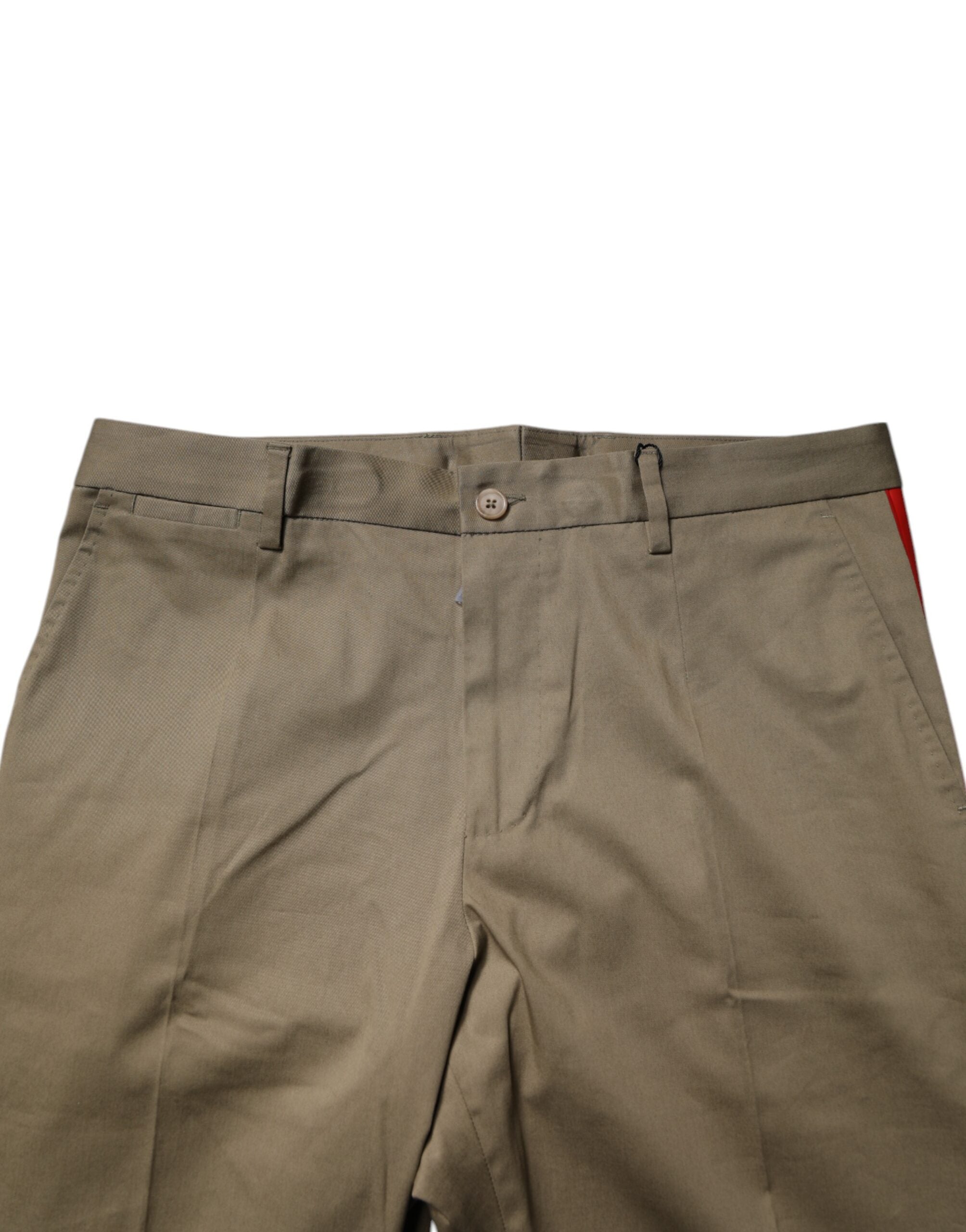 Dark Khaki Cotton Tapered Pants