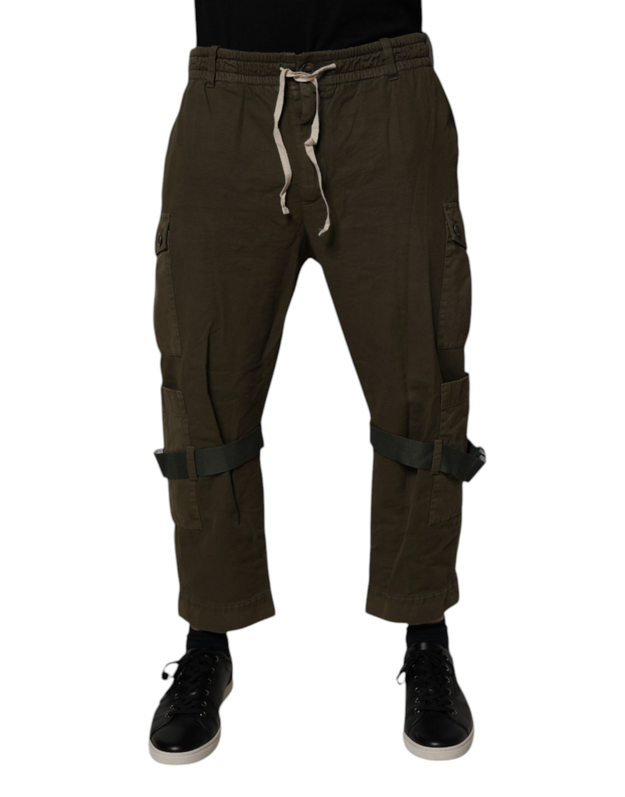 Brown Cotton Stretch Cargo Pants